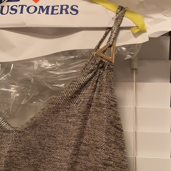 Full length gold/silver black Calvin Klein dress - Picture 2 of 5